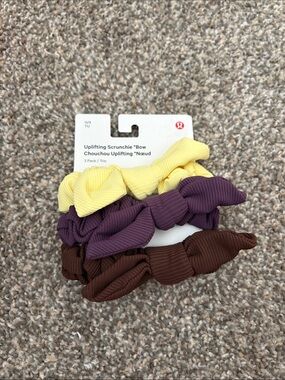 lululemon athletica Uplifting Scrunchie Bow 3-Pack in Yellow, Purple, Brown